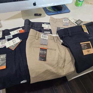 NEW WITH TAG MEN'S DRESS PAINTS KHAKI IRON FREE 32X32,32X34  VARIOUS COLORS